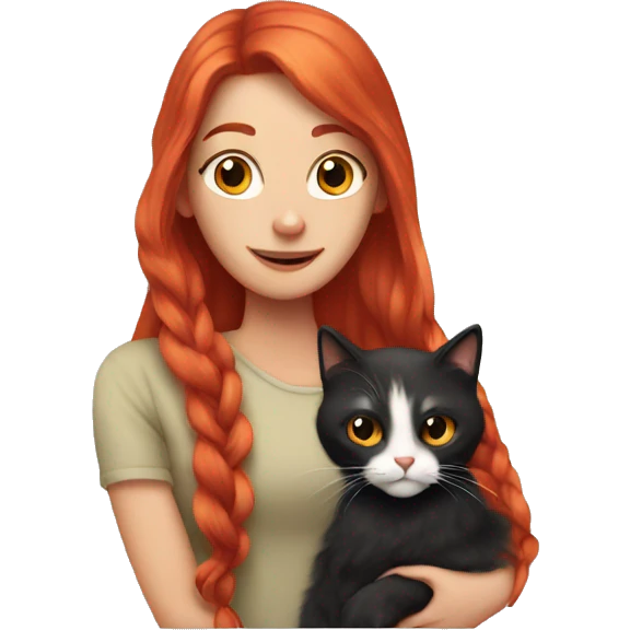 Long red hair holding a calico cat emoji