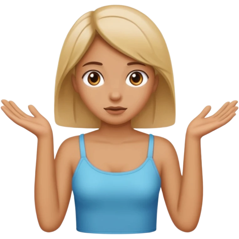 A girl shrugging his shoulders with a 6 above his left hand and a 7 above his right hand. emoji
