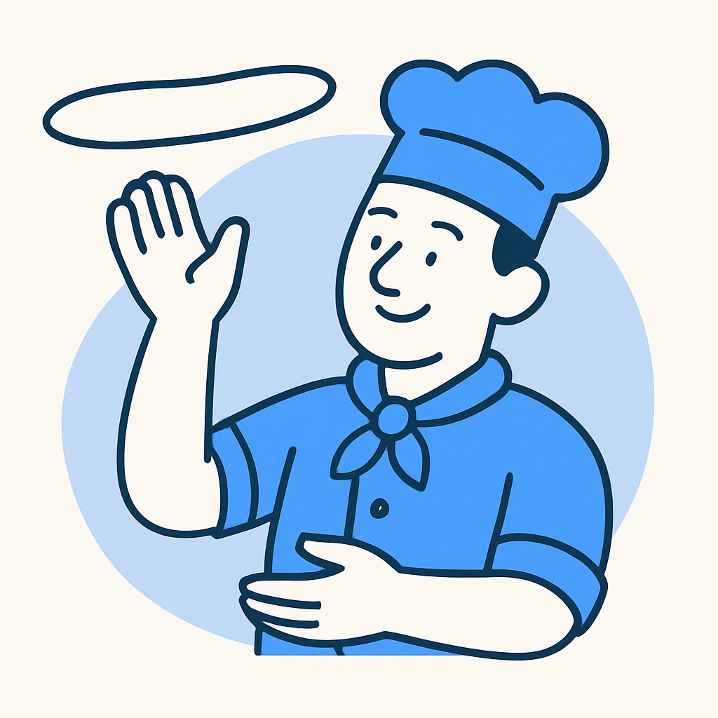 smiling Italian chef spinning pizza dough emoji
