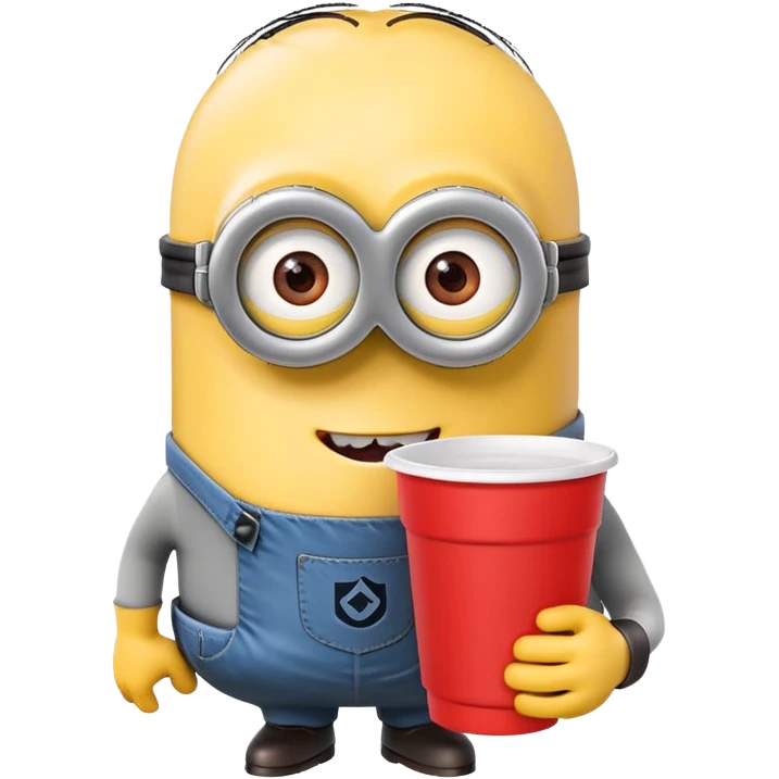 minion holding a red cup in its right hand emoji