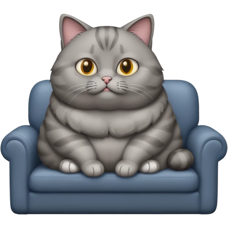 Fat grey cat sitting on the couch  emoji