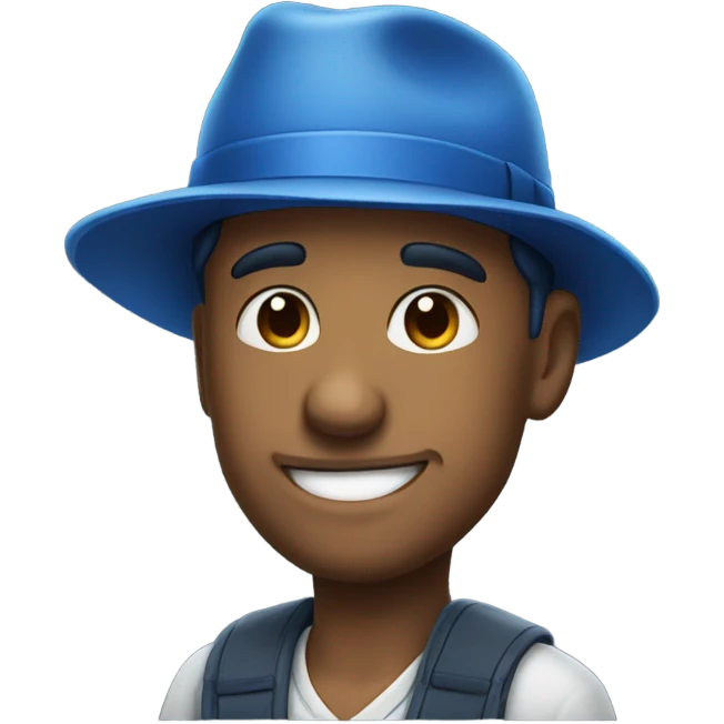 Man smirking in a blue hat emoji