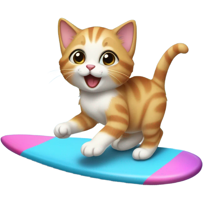 kitten riding a surf board emoji