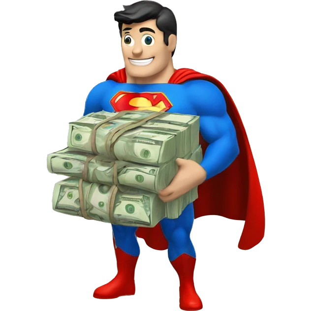 Superman with bag of money emoji
