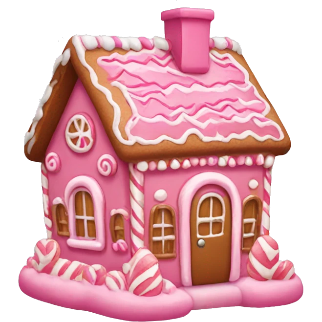 Pink Gingerbread Candy House emoji