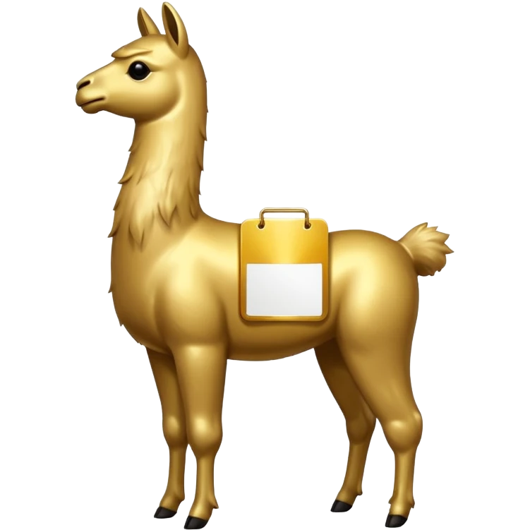 A small golden llama silhouette with a white sign that says RAID over it emoji