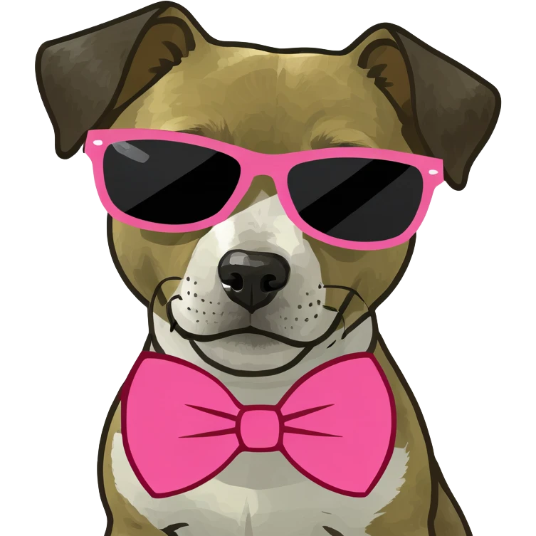 Dog with a pink bow and sunglasses emoji