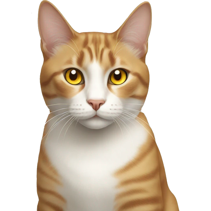 White and brown cat with yellow eyes emoji