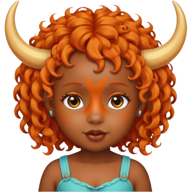 black baby girl with horns and orange hair emoji