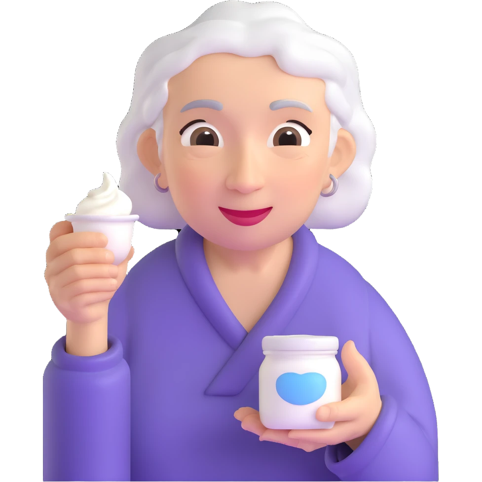 grandmother offering yogurt emoji