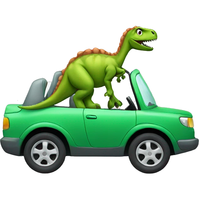Dinosaur driving car emoji