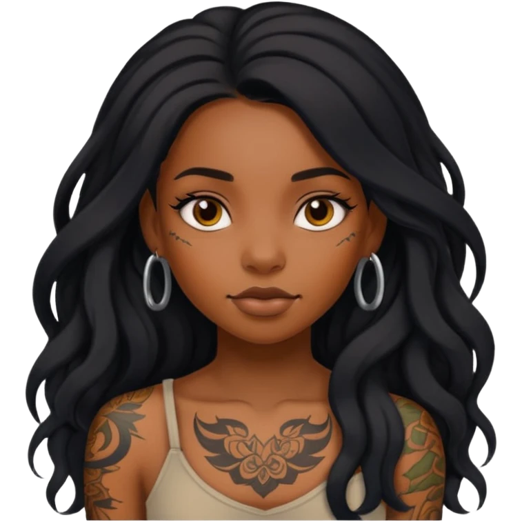 Tattooed princesses black girl with long hair  emoji