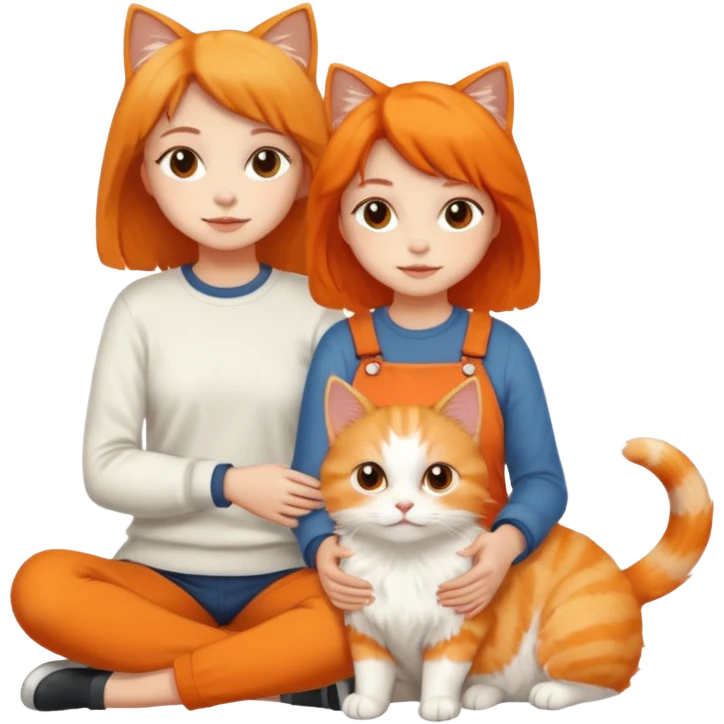 Two nasty girls with white and orange cat emoji