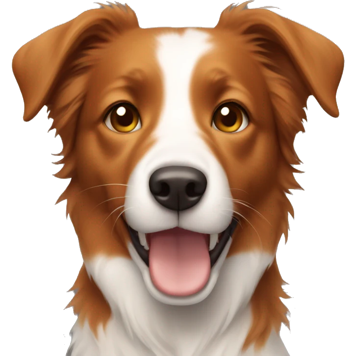 Ginger brown eyed girl with an short hair border collie emoji
