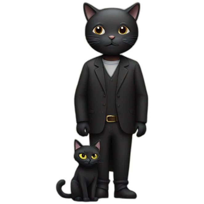 black cat with old man emoji