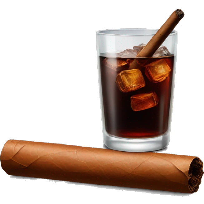 glass of cola next to a plain cigar emoji