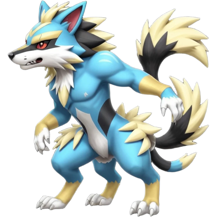 Shiny furry cool Zeraora-Obstagoon-fusion emoji