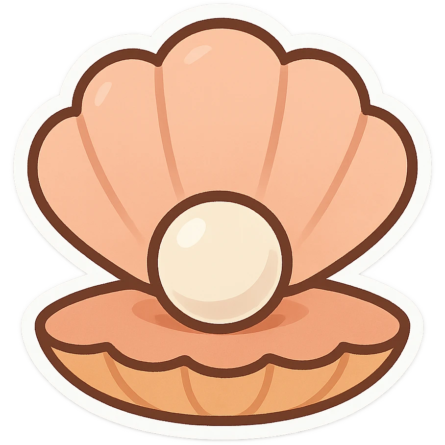 一个可爱的贝壳，贝壳里有一棵珍珠 emoji