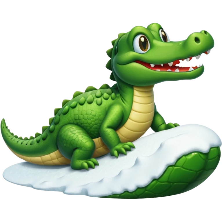 alligator sliding down snowy hill ios style emohi emoji