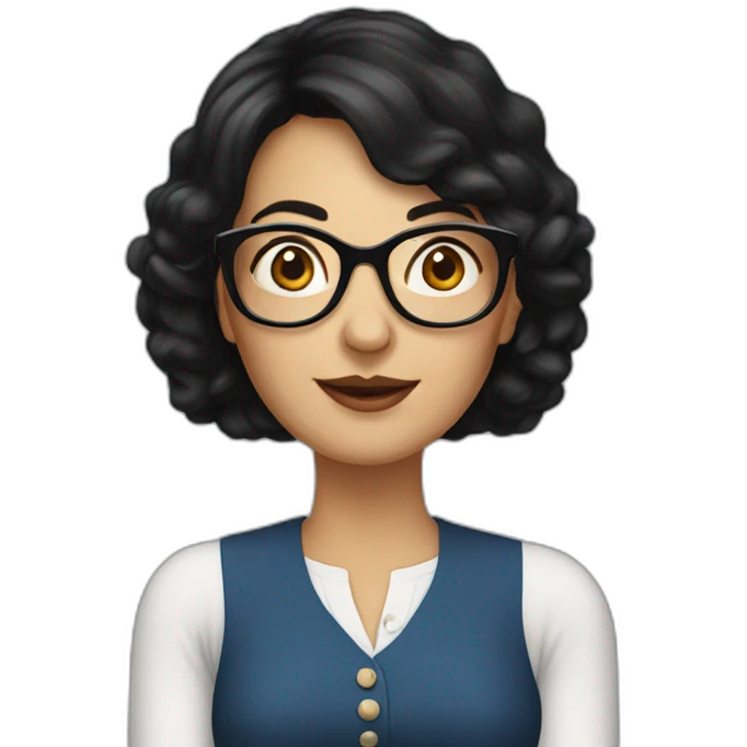 50 year old french women with black hair and rond glasses emoji