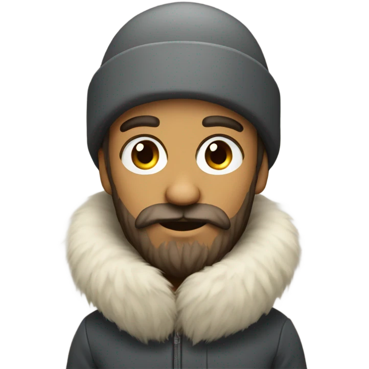 man with beard gazing forward with fur hat on emoji