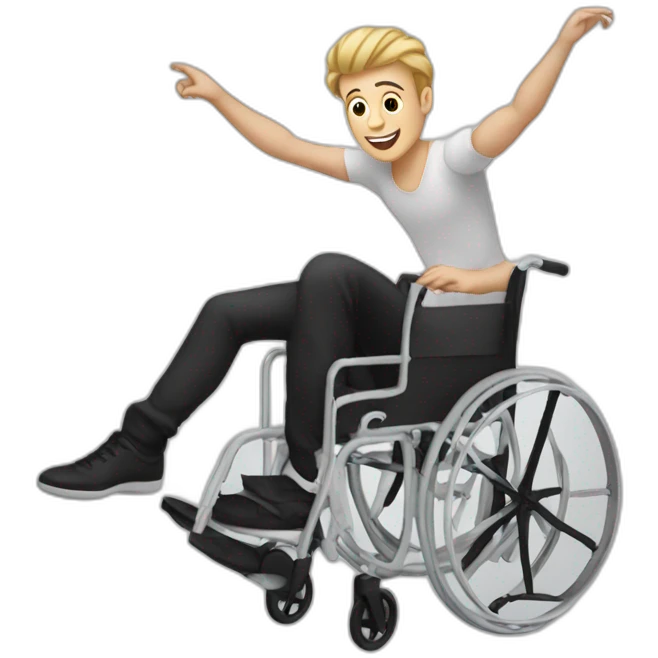 male white dancer dancing in a wheel chair emoji