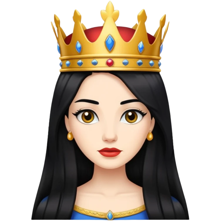 Queen with black long hair emoji