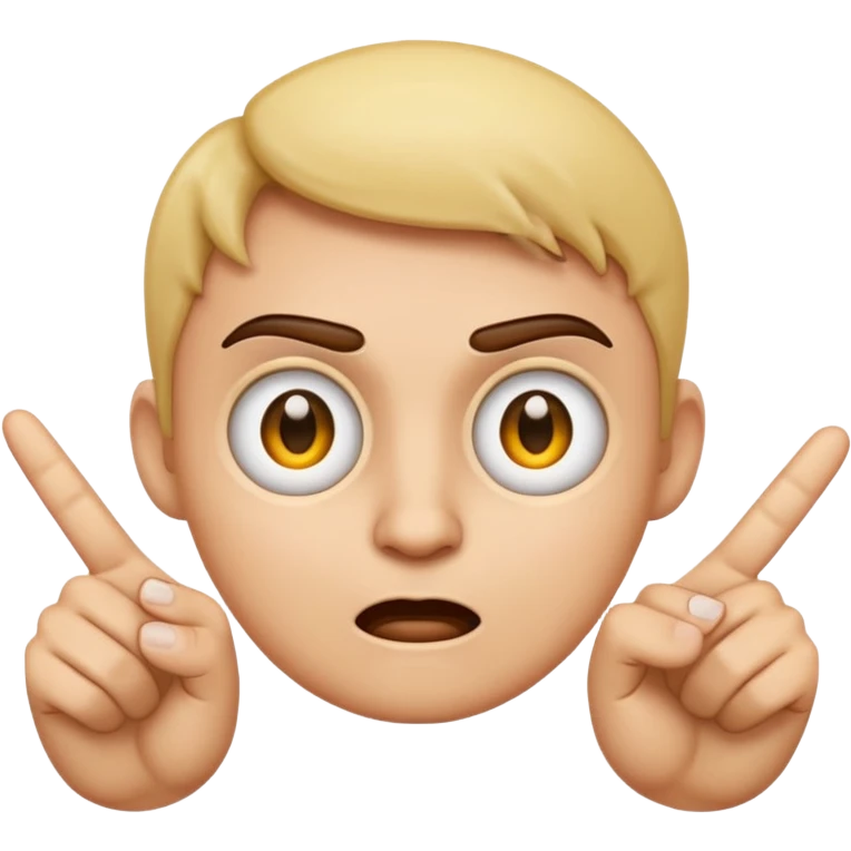 an emoji that with 2 fingers from one hand pointing their eyes a bit mad emoji