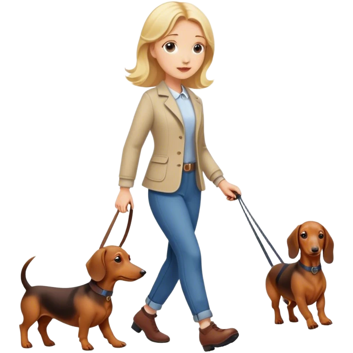 blonde girl walking with dachshund emoji