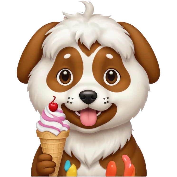 dog sitting eating ice cream emoji