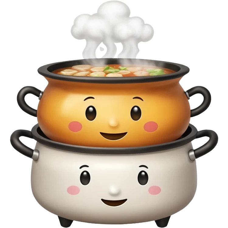 hotpot, cartoon, smiling face on the pot, steam rising emoji
