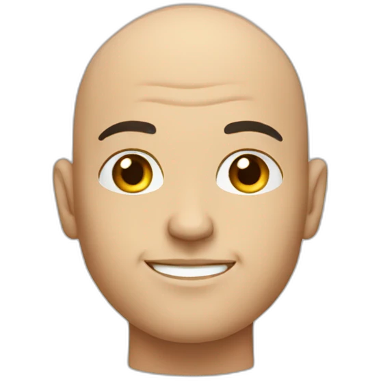 A bald guy with a rond head with big eyebrow emoji