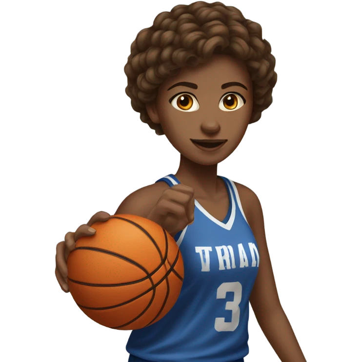 short hair brown hair with highlights girl playing basketball emoji