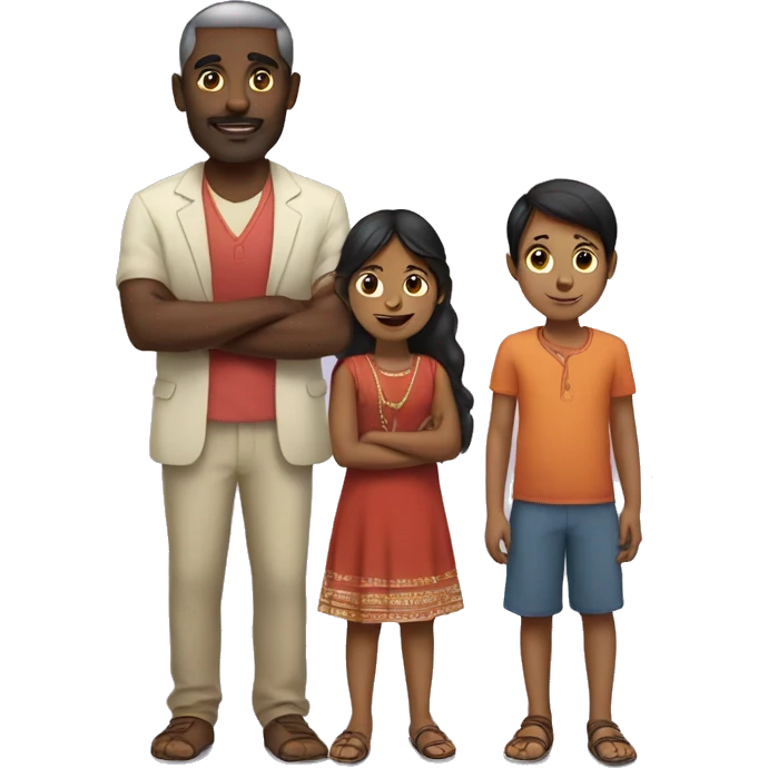 indian girl with black man and kids emoji