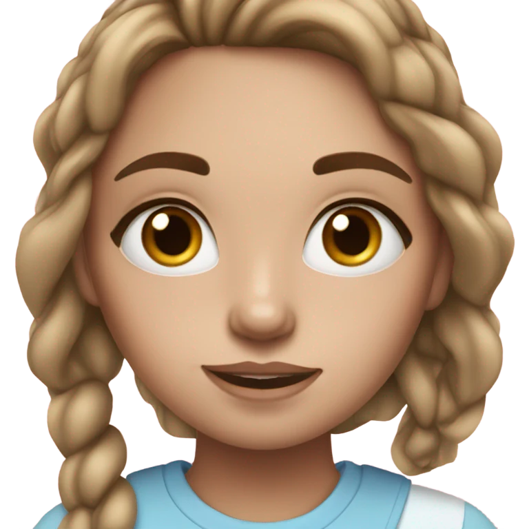 Girl doing her makeup on white skin while having Brown hair and blue eyes and freackles emoji