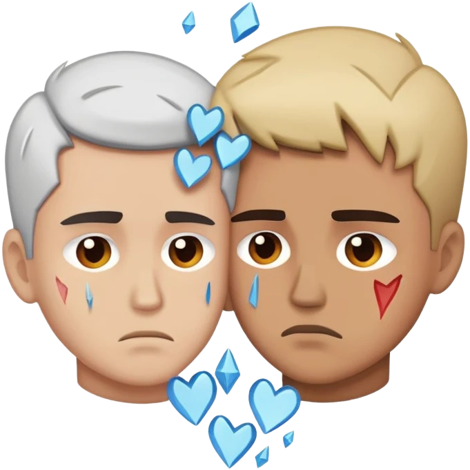 gay couple breaking up with a shattered heart between them emoji