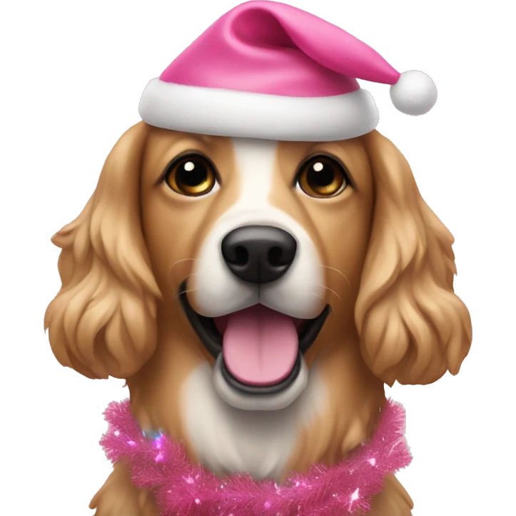 Dog with pink Christmas tree emoji