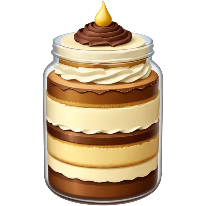A layered little jar of cake that is gold emoji