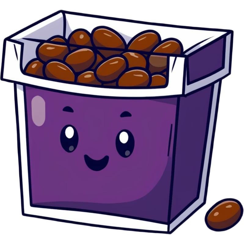 cartoon box of raisins with some raisins visible emoji