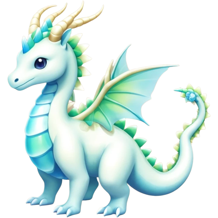 Exotic Rare Shiny Epic Ethereal Meganium-Amaura-Aurorus-Dragonair-hybrid, full body emoji