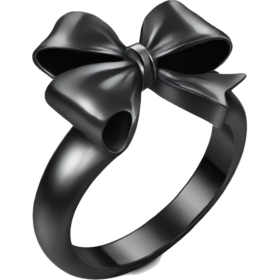 Silver diamond ring with a bow in black  emoji