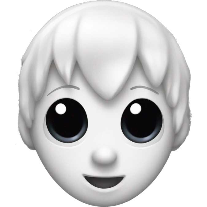Create a black-and-white spider-themed emoji with large white eyes, a black background with white web lines, and a glossy finish. emoji