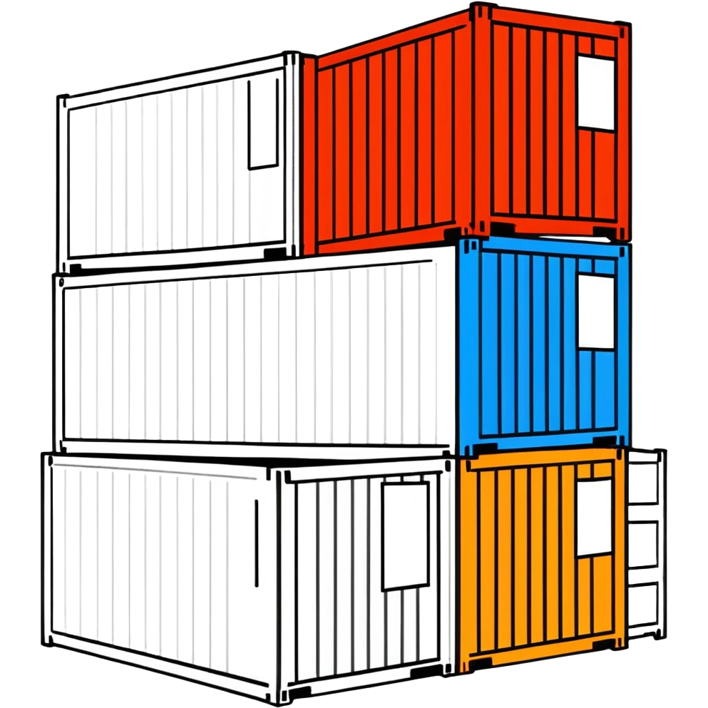 Stack of shipping containers at a port, multicolored cargo boxes emoji