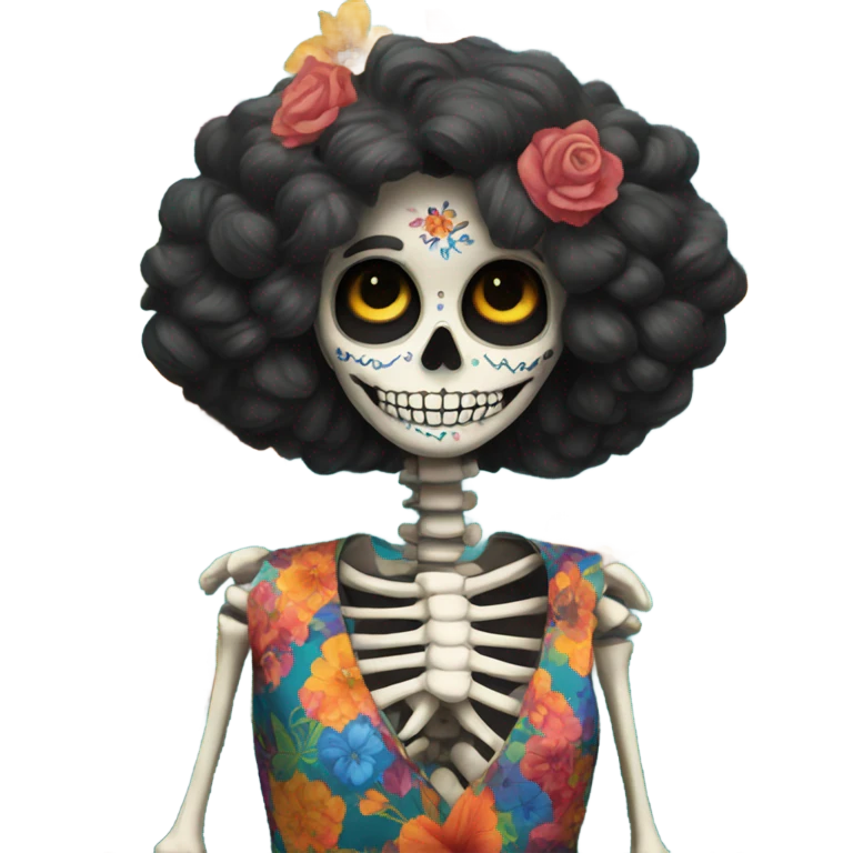 Skeleton wearing a dress to impress colorful flower dress  emoji