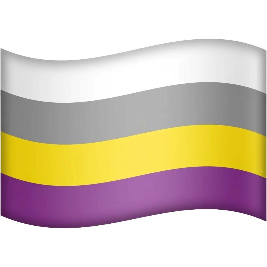 The asexual flag (four horizontal stripes- blank, gray, yellow, and purple) emoji