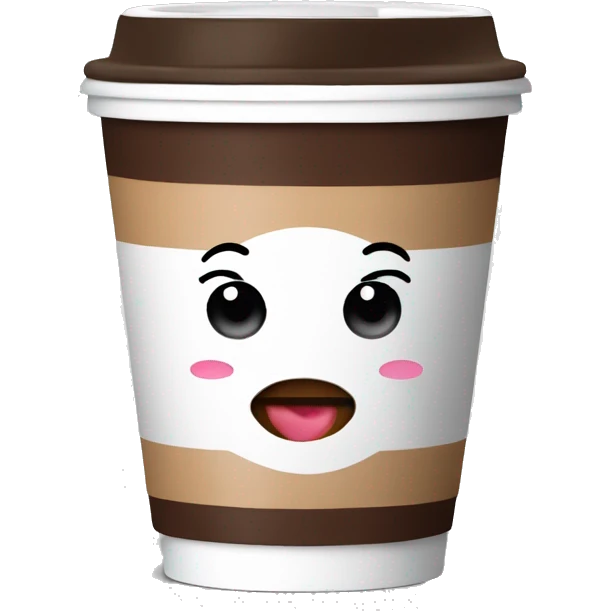 Withe coffee to go cup with kiss on cup emoji