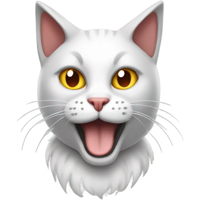 Grey and white cat with devil horns emoji