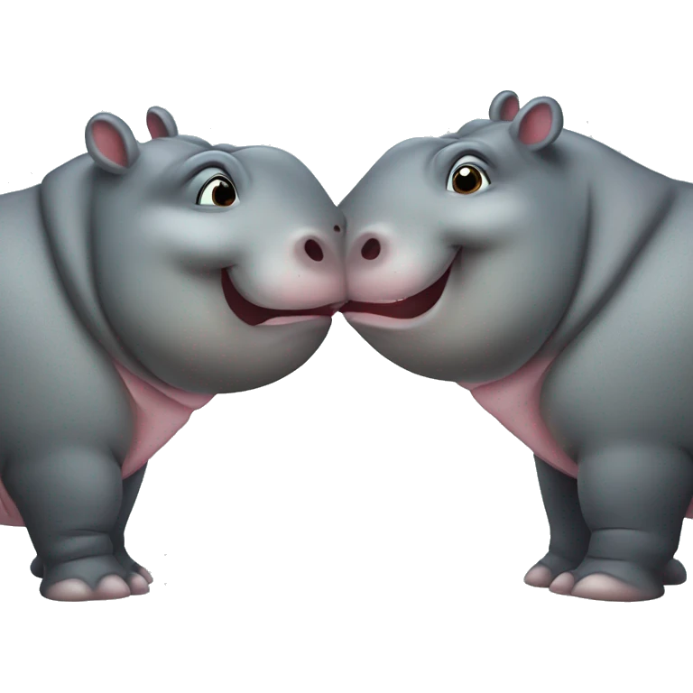 Two Hippopotamus kissing emoji