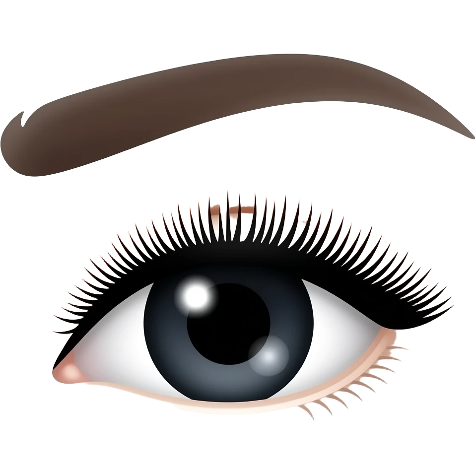 eyelash strip above an open black eye emoji