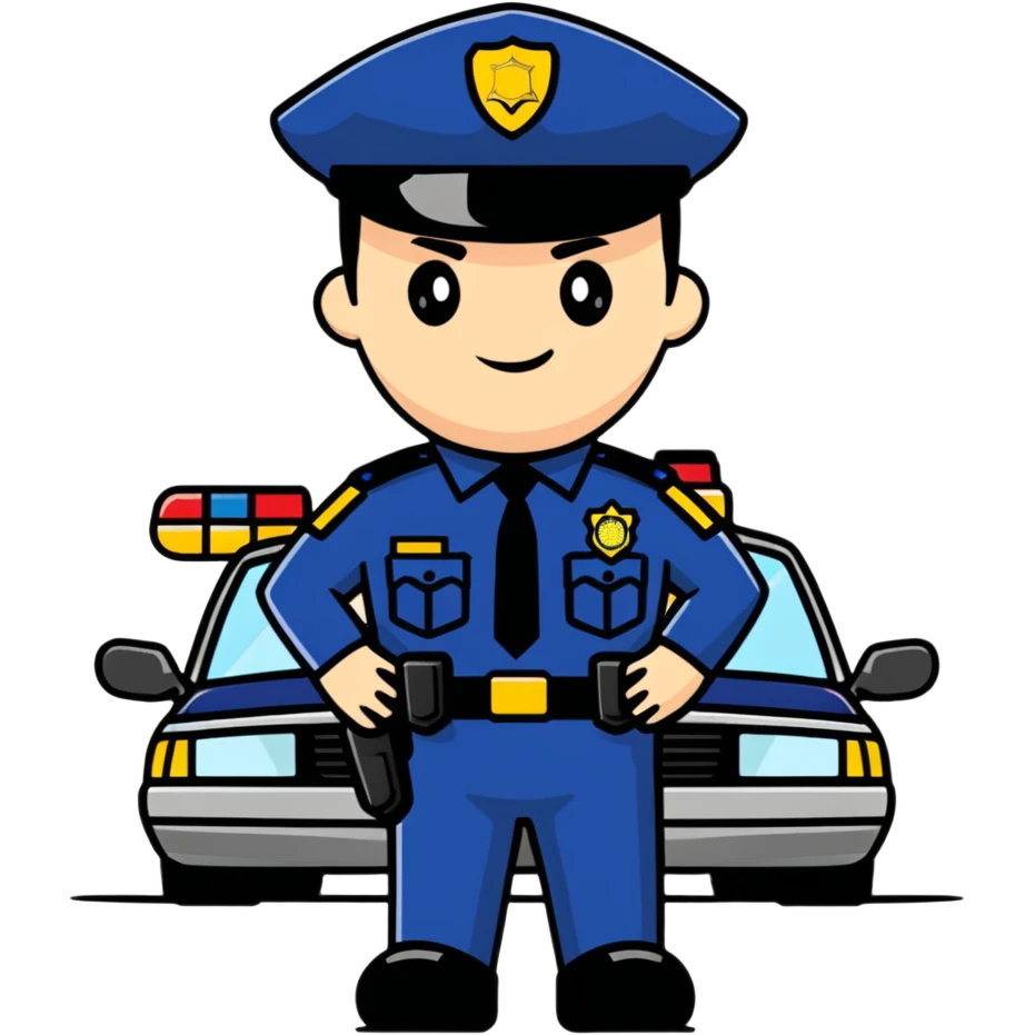Police waiting with car emoji